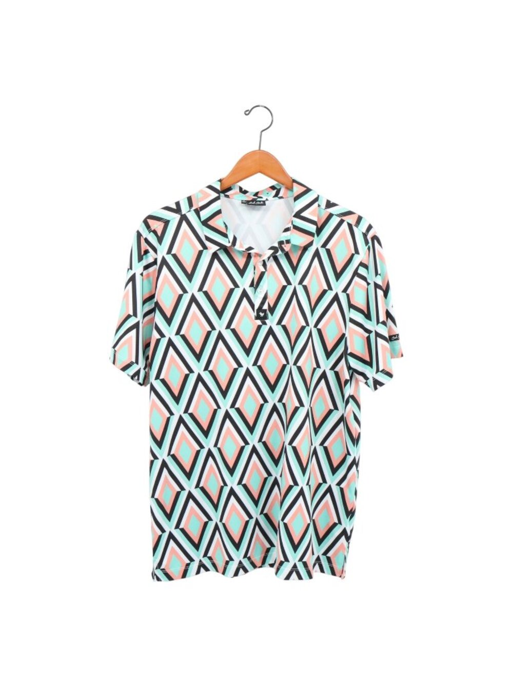 Bad Birdie Men's The Diamond Geo Print Golf Polo Short Sleeve Shirt L